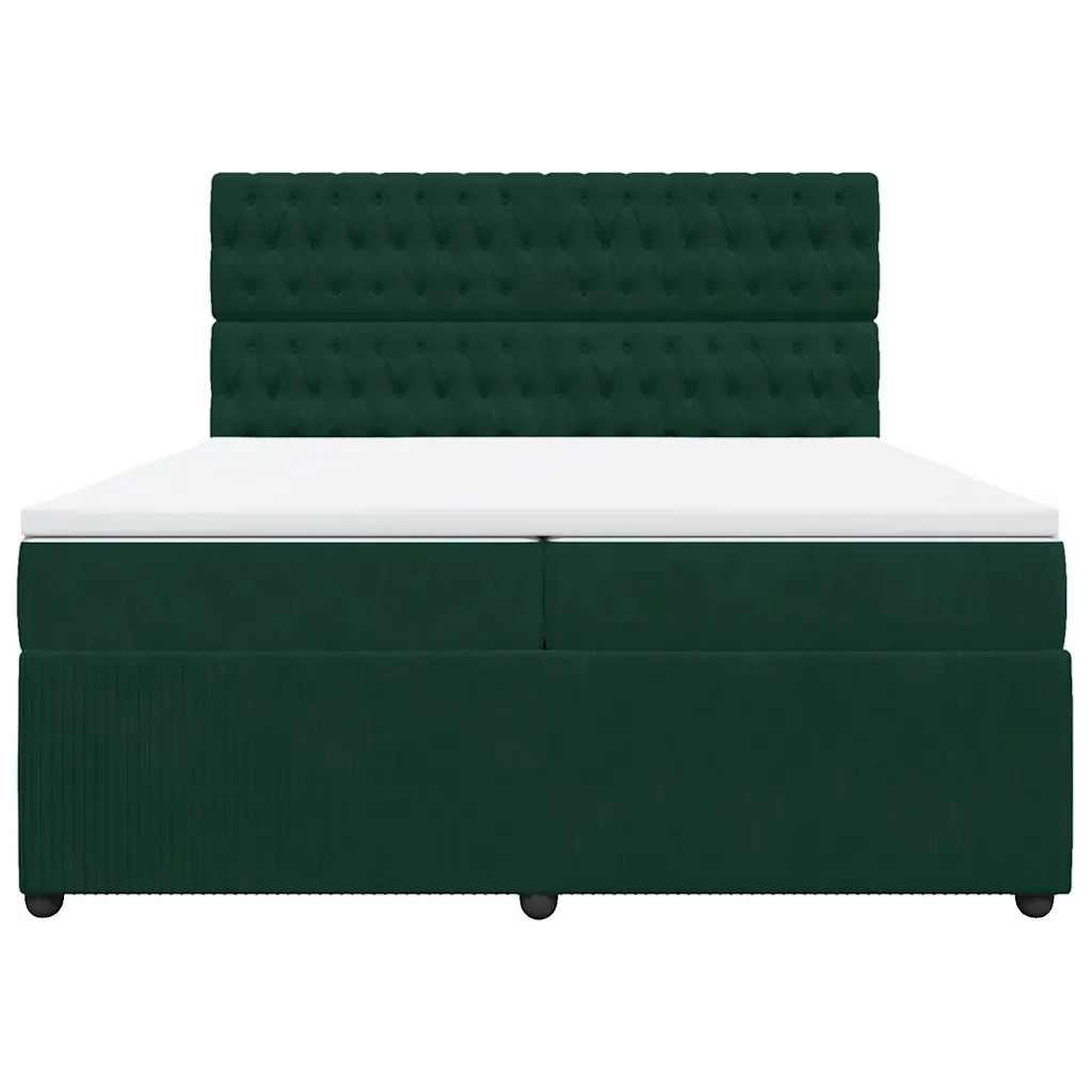 Giroletto a Molle con Materasso Verde Scuro 200x200 cm Velluto 3292439