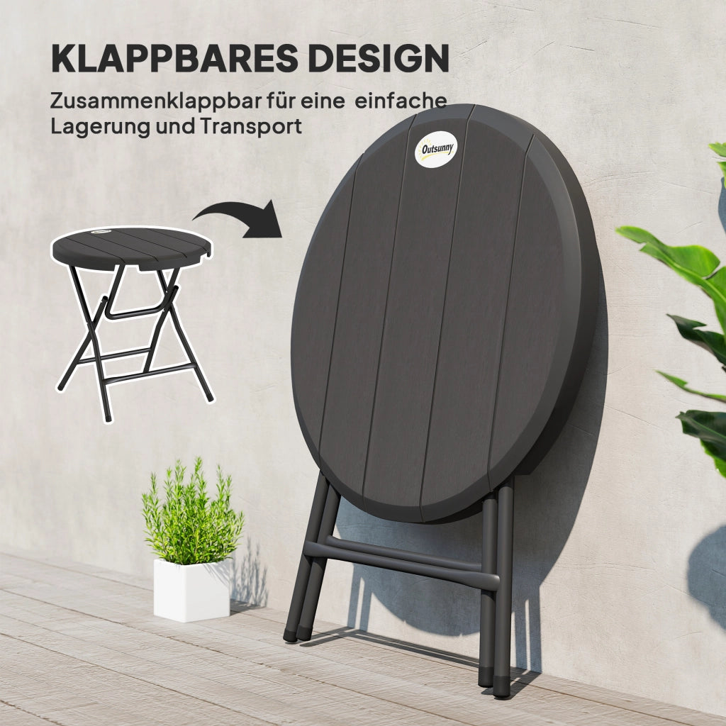 Tavolo da giardino rotondo pieghevole per 4 persone ¨C zephmum ¨C grigio scuro, acciaio e plastica, 80x80x73 cm