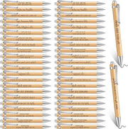 48 pezzi di penne in legno ispiratore con incisione motivazionale - penna retrattile per scuola e ufficio - regalo di Natale con citazione per colleghi.