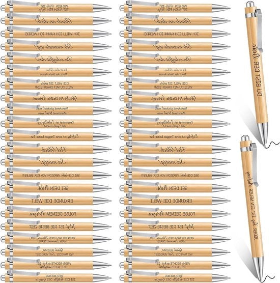 48 pezzi di penne in legno ispiratore con incisione motivazionale - penna retrattile per scuola e ufficio - regalo di Natale con citazione per colleghi.
