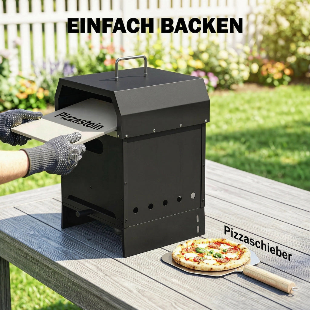 Forno per Pizza da Giardino 2 Livelli con Pizzastein ¨C zephmum ¨C Legno
