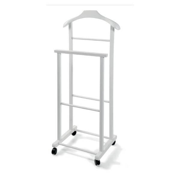 Omino Doppio Indossatore da Camera in Legno Faggio Bianco 43 x 33 x 105 cm