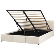 Letto Ottomano Beige Chiaro Velluto Tappezzato 160 x 200 cm Testiera Travestita Funzione Contenitore