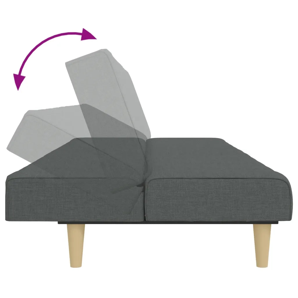 Divano Letto 2 Posti con Poggiapiedi-Sofa Letto 2 Posti-Daybed Grigio Scuro in Tessuto 778943