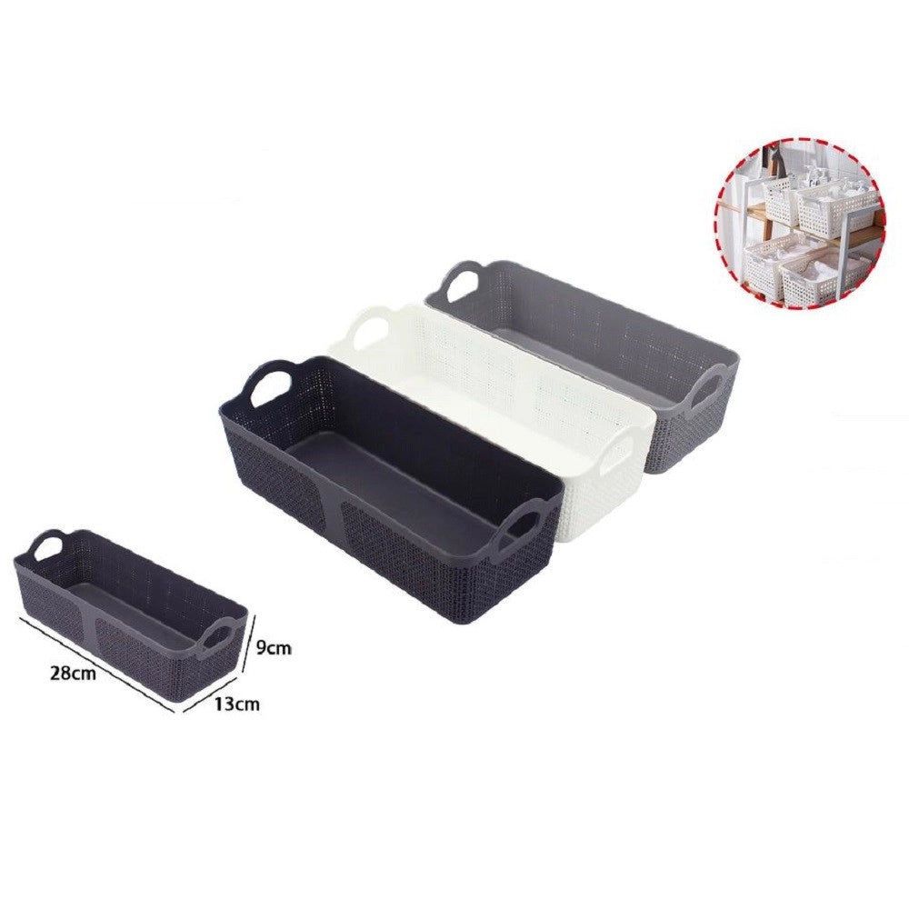 Trade Shop - Cestino Porta Oggetti Organizer Rettangolare Cesto Portatutto Bagno Casa 79461 -