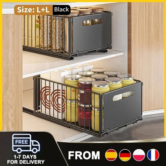 Organizzatore per cucina e bagno 2-cassa con cassetta estendibile sotto il lavandino per conservare spezie e erbe.