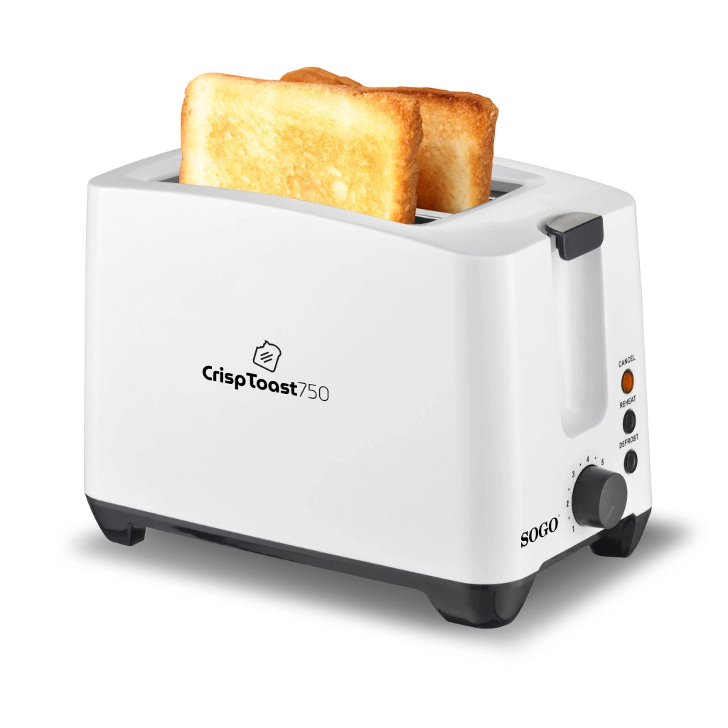 Tostapane 2 fette con 7 livelli tostatura, funzioni scongela e riscalda 750W con vassoio briciole e spegnimento automatico - Sogo