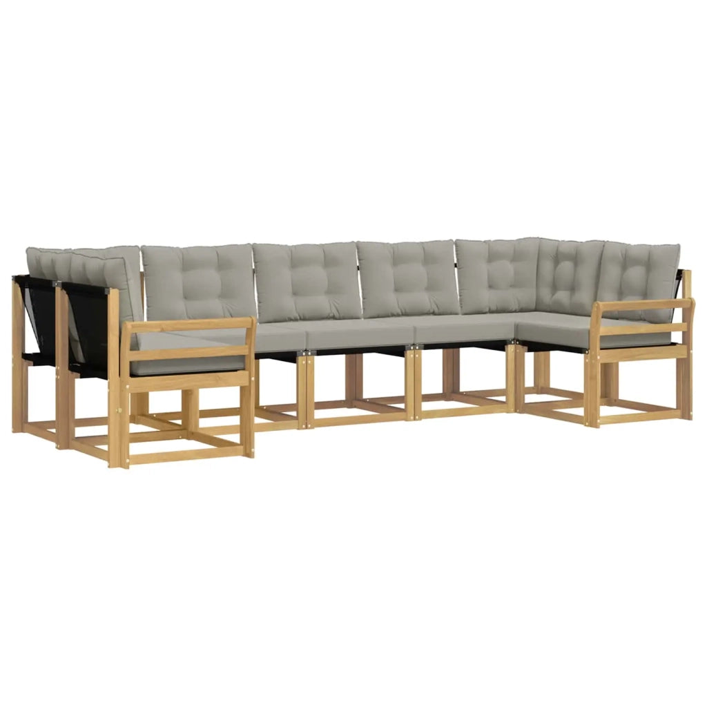 Set di divani da esterno 7 pz Bianco e Grigio Chiaro 3389837