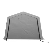 Tendone per Auto e Feste con 2 Finestre Laterali, in Acciaio Zincato e PE, 618x265/330x240 cm, Grigio Chiaro
