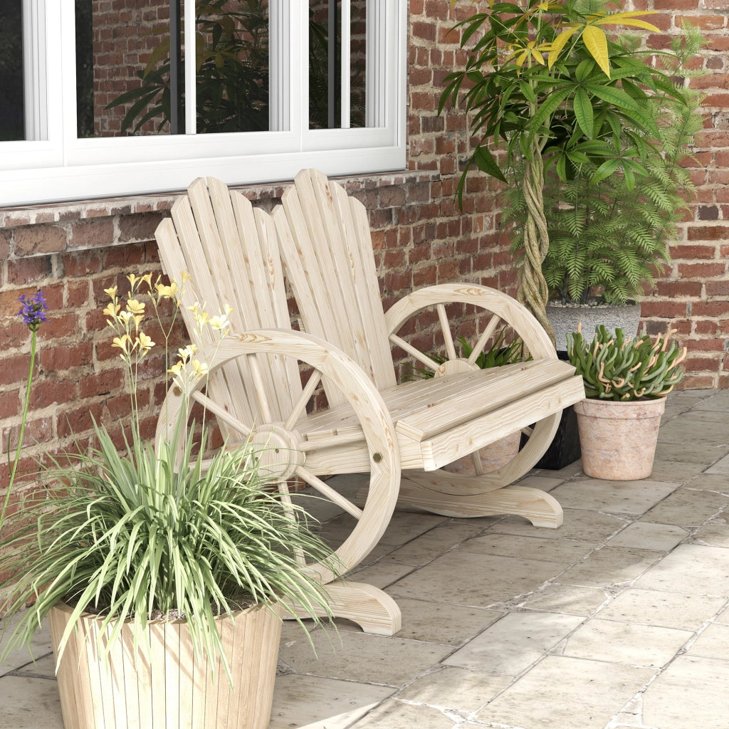 Panchina da giardino a 2 posti in legno naturale, 108 x 66 x 95 cm, portata 250 kg