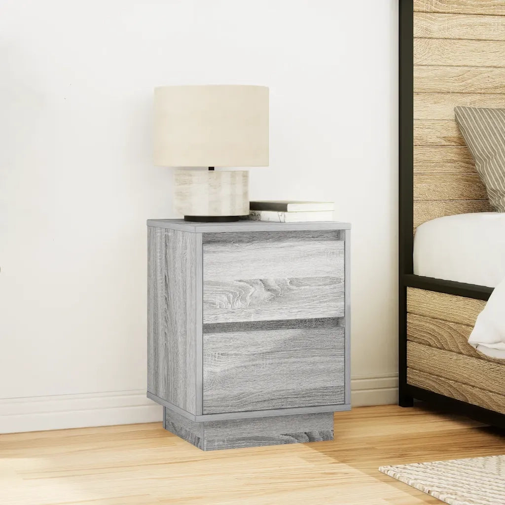 Comodino con Luci LED Grigio Sonoma 38x34x50 cm 861293