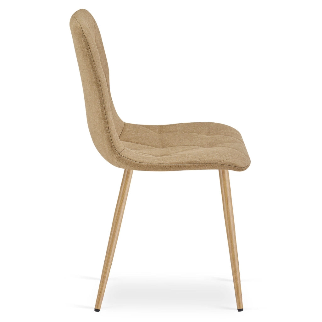 Set di 2 sedie Libra in tessuto beige con gambe effetto legno