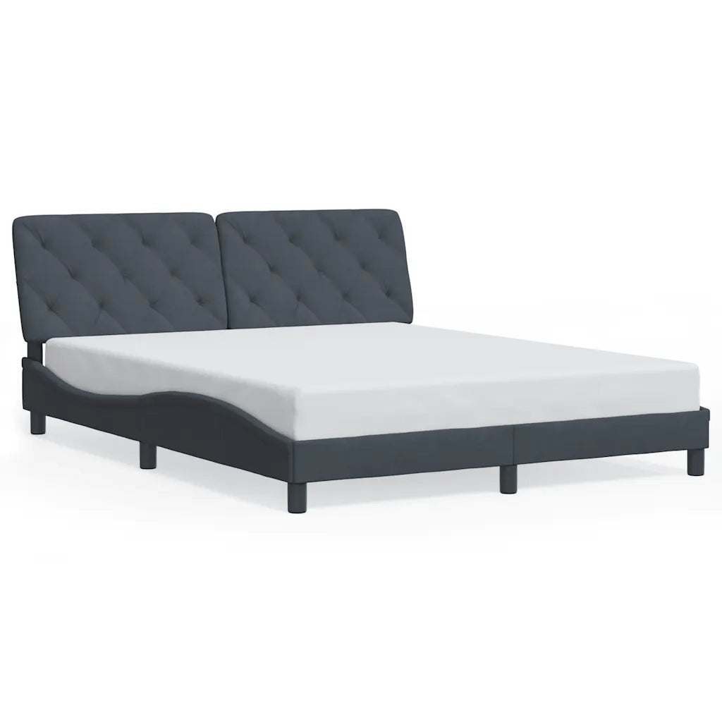 Giroletto senza Materasso Grigio Scuro 160x200 cm Velluto