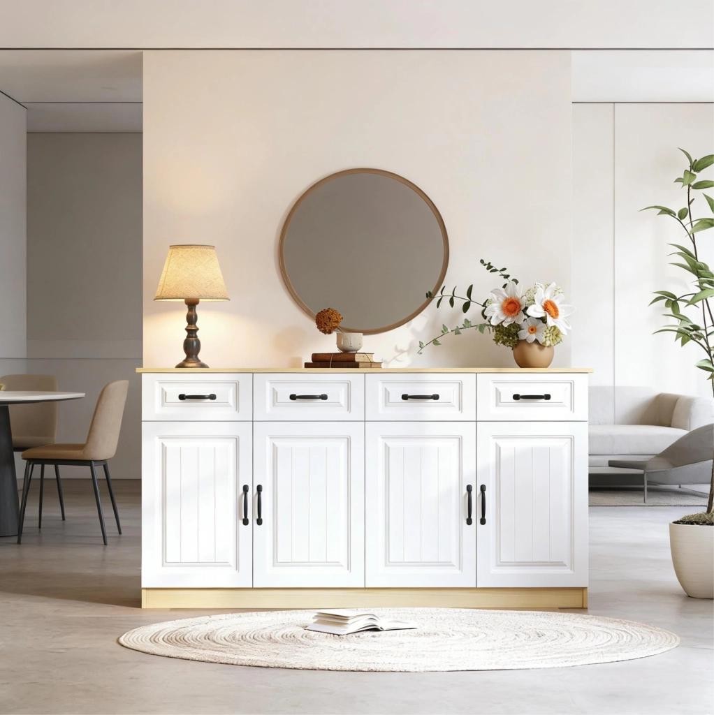 Credenza moderna in MDF 160 cm con 4 ante, 4 cassetti e ripiani regolabili