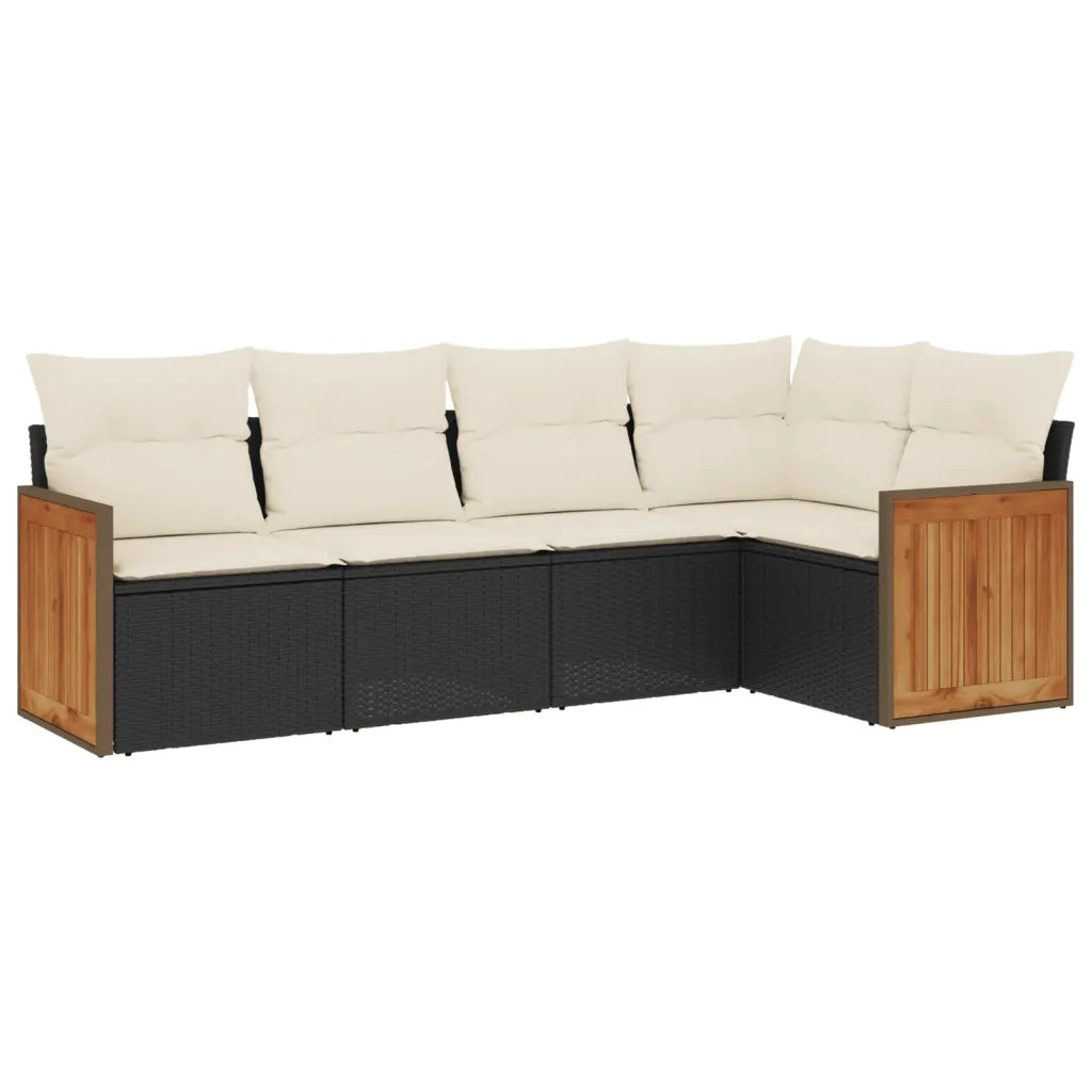 Set Divani da Giardino 5 pz con Cuscini in Polyrattan Nero 3227624