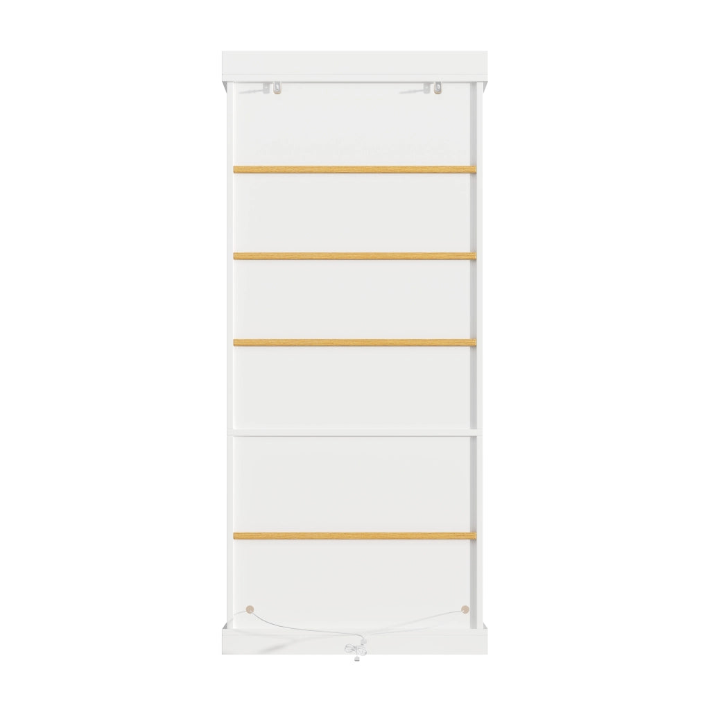 Armadio alto con ripiani; LED laterali e protezione antiribaltamento per soggiorno; camera; 160×40×180 cm; bianco