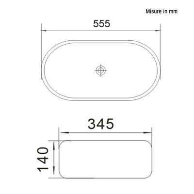 Ciotola da appoggio in ceramica ovale 55,5x34,5 cm bianco lucido