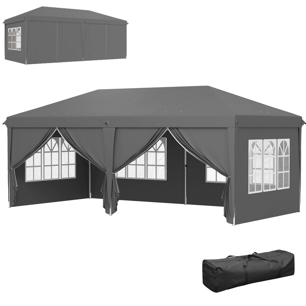 Tonnelle Giardino Pieghevole ¨C zephmum ¨C Grigio Scuro 300x600x250 cm