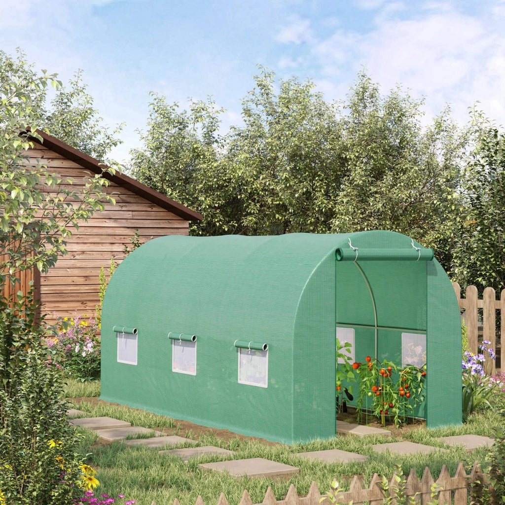 Serra Tunnel da Giardino ¨C Xylo ¨C 4,5x2x2m Acciaio Galvanizzato Verde 6 Finestre