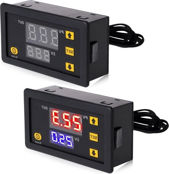 Regolatore di temperatura digitale - 2 pezzi di termostato digitale - sonda idroprova - alimentazione DC 12V - display LCD - riscaldamento raffreddamento - sensore NTC.