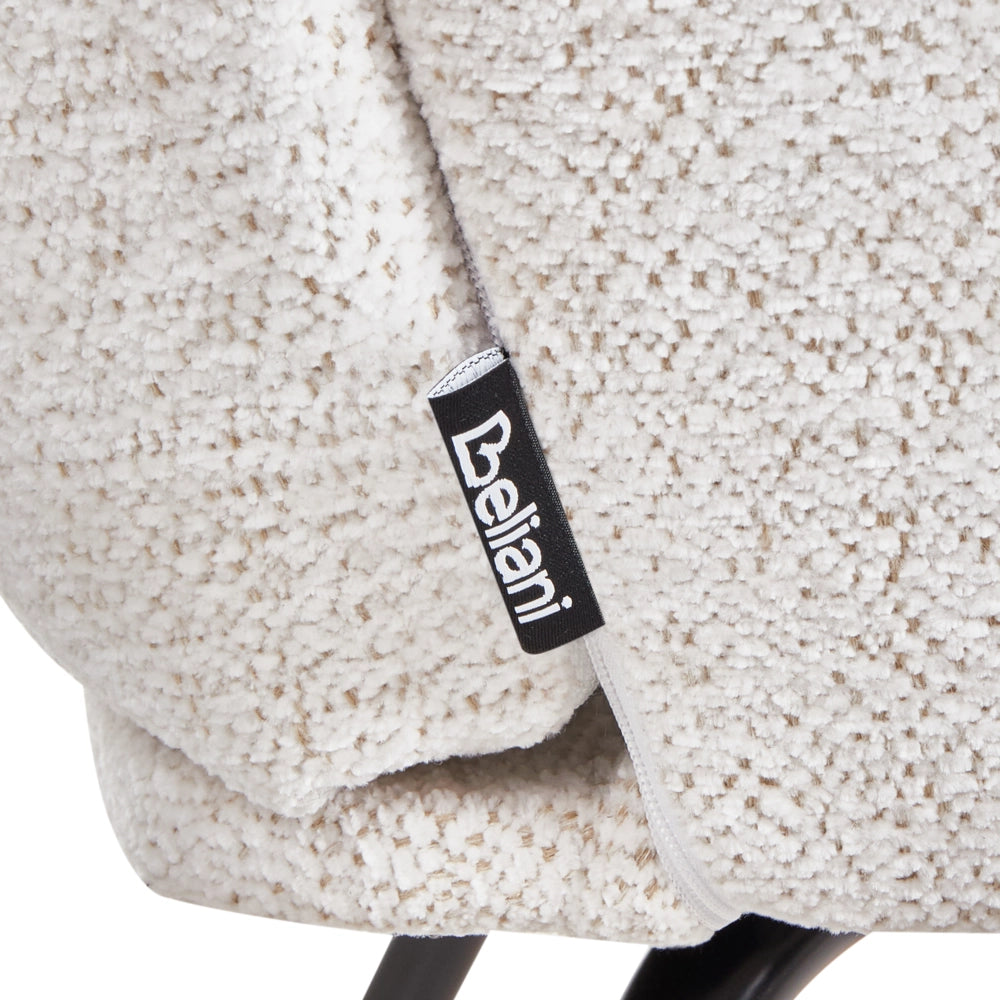 Sedia a dondolo in tessuto bianco sporco gambe in legno e metallo pattini design moderno soggiorno
