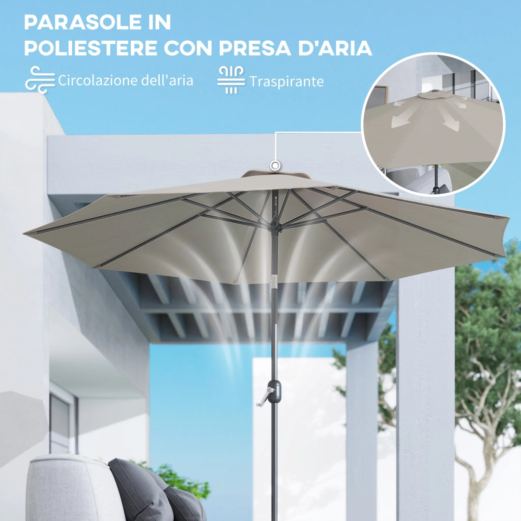 Ombrellone da Giardino Inclinabile 3x2.50 m ¨C zephmum ¨C Grigio Chiaro con Palo Smontabile
