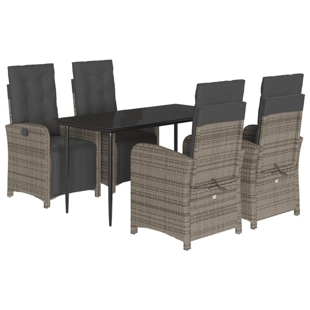 Set da Pranzo da Giardino 5 pz con Cuscini in Polyrattan Grigiocod mxl 87507