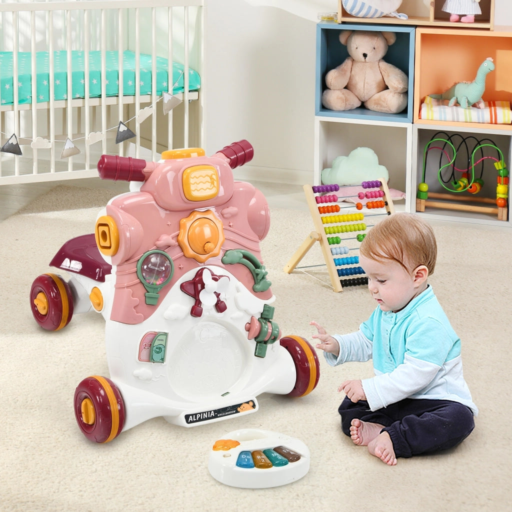 Primi passi 3 in 1 con luci e musica, Centro attivit¨¤ per bambini e bambine 6-36 mesi, Rosa
