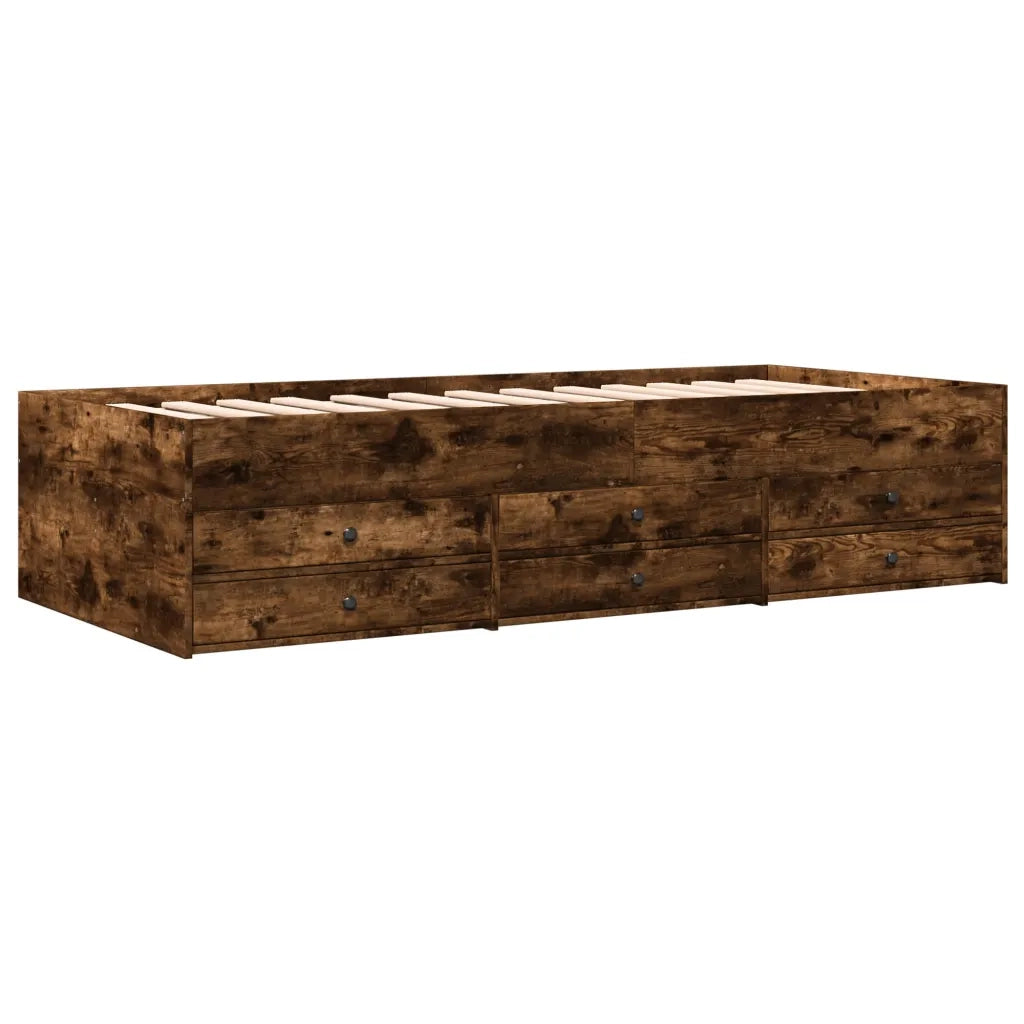 Divano Letto con Cassetti senza Materasso Rovere Fumo 90x190 cm 3280885