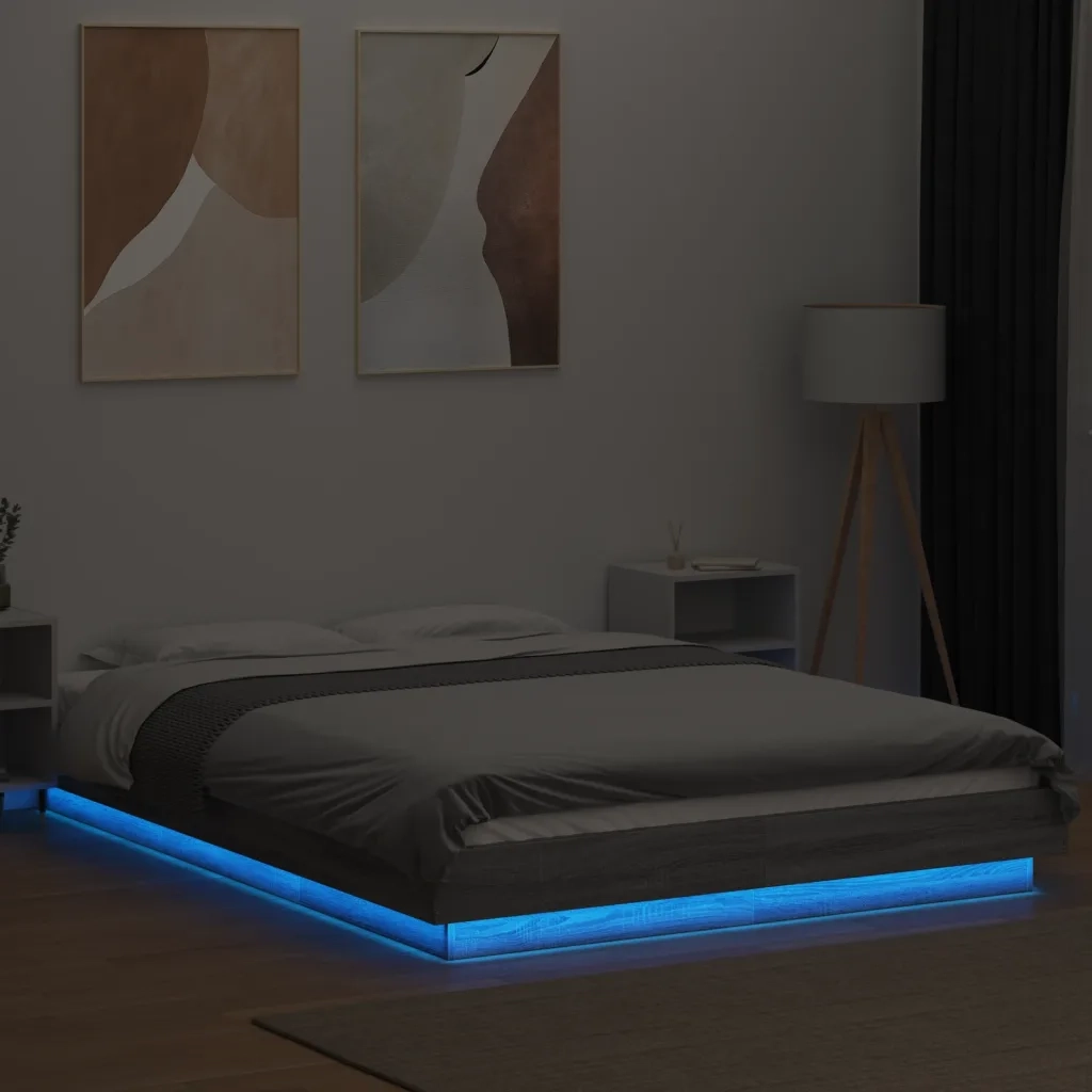 Giroletto Luci LED Grigio Sonoma 120x190 cm Legno Multistrato 3281145