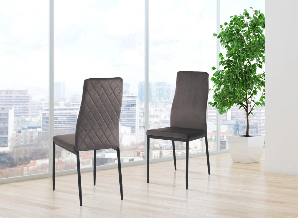 Sedia RODI DARK GREY in velluto grigio con gambe oro