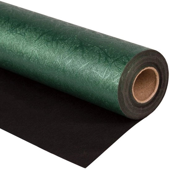 Pacco di carta per avvolgere - Rotolo di carta da regalo - Versatile - Verde e nero - Festa di compleanno, vacanza e matrimonio - 43,2 cm x 5 m