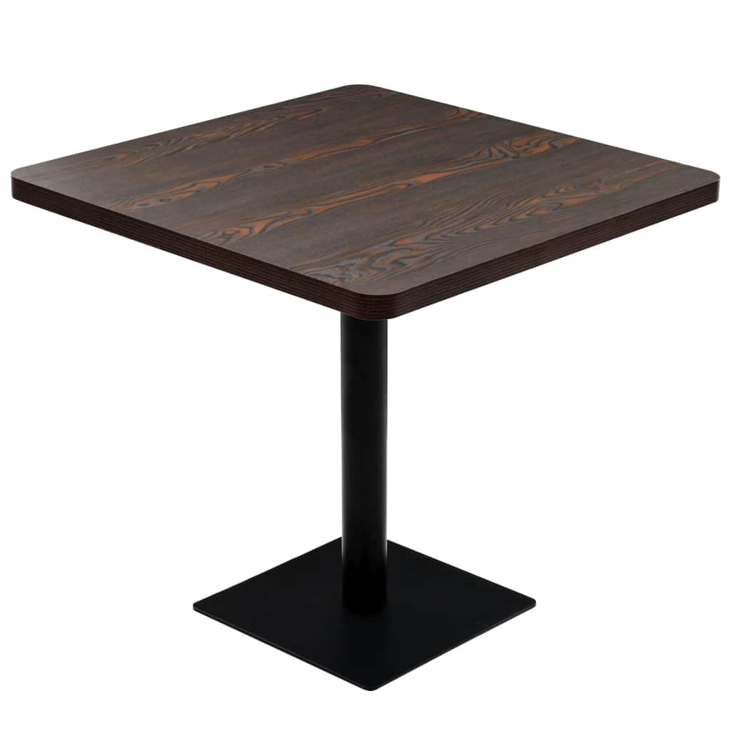 Tavolo alto stile bar/bistrot MDF e acciaio quadrato 80 x 80 cm marrone cenere scuro 0902107