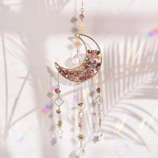 Decorazione per Finestre - Ombrellino - Ornamento Luna con Catena - Decorazione per Finestre da Appendere - Effetto Arcobaleno per Camera da Letto - Auto - Casa