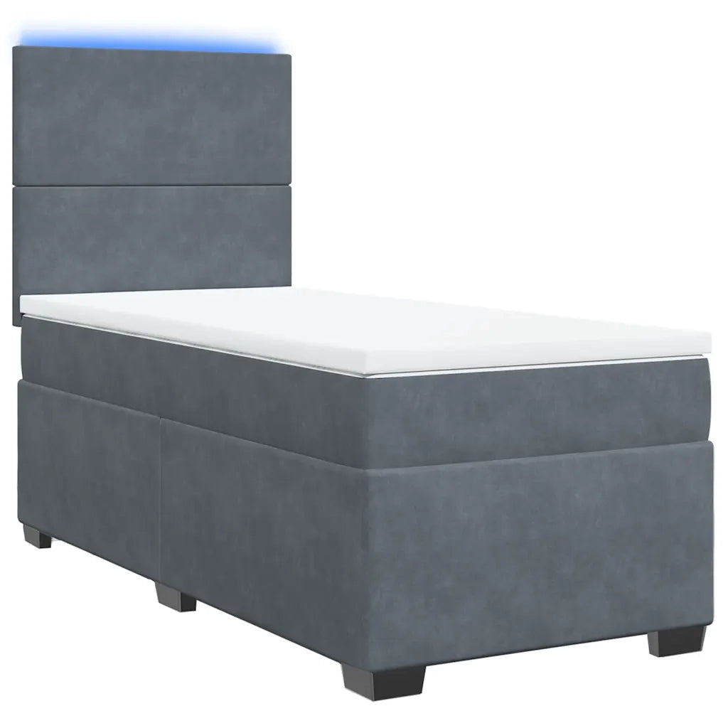 Giroletto a Molle con Materasso Grigio Scuro 90x190 cm Velluto