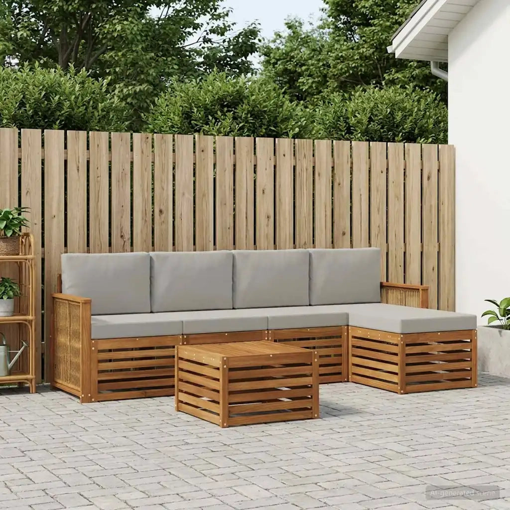 Set di divani da esterno 6 pcs Naturale e Grigio Chiaro 3384267