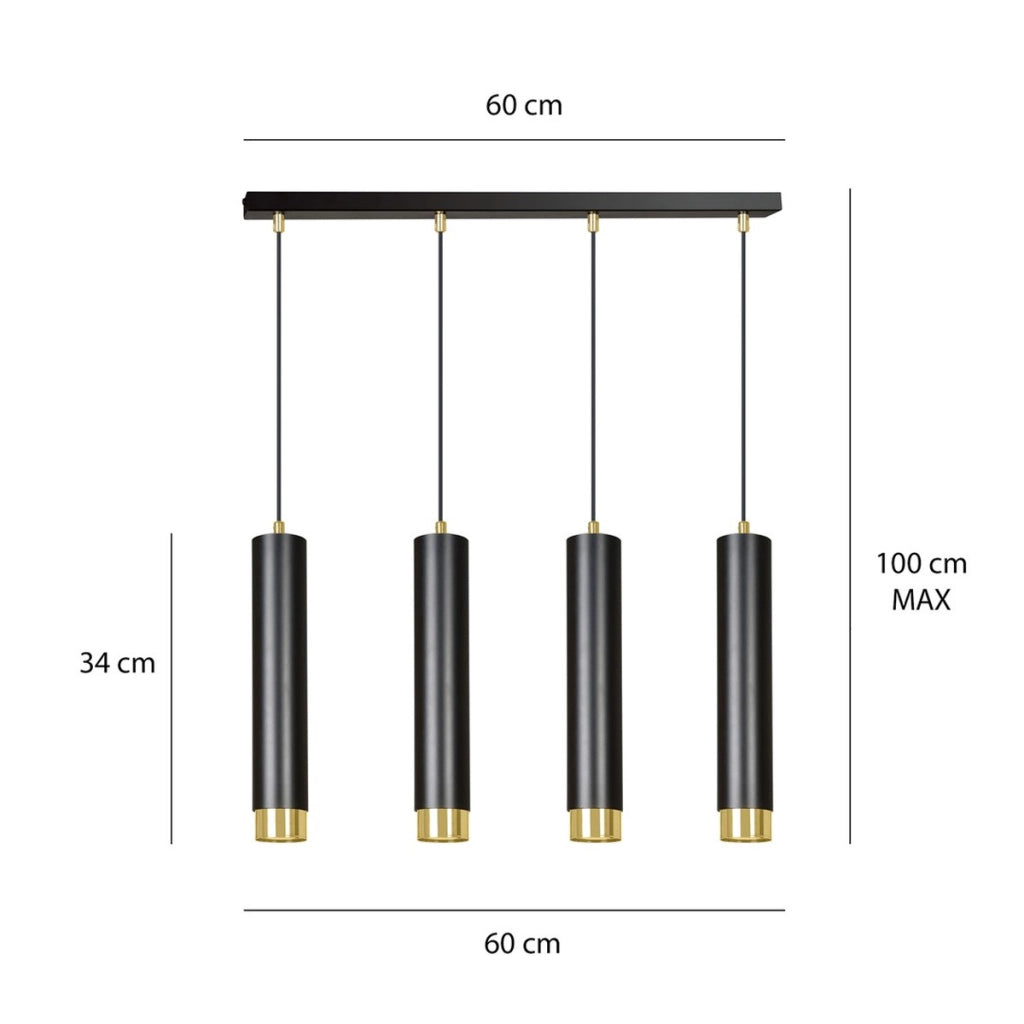 Lampada a sospensione KIBO in acciaio nero opaco e oro