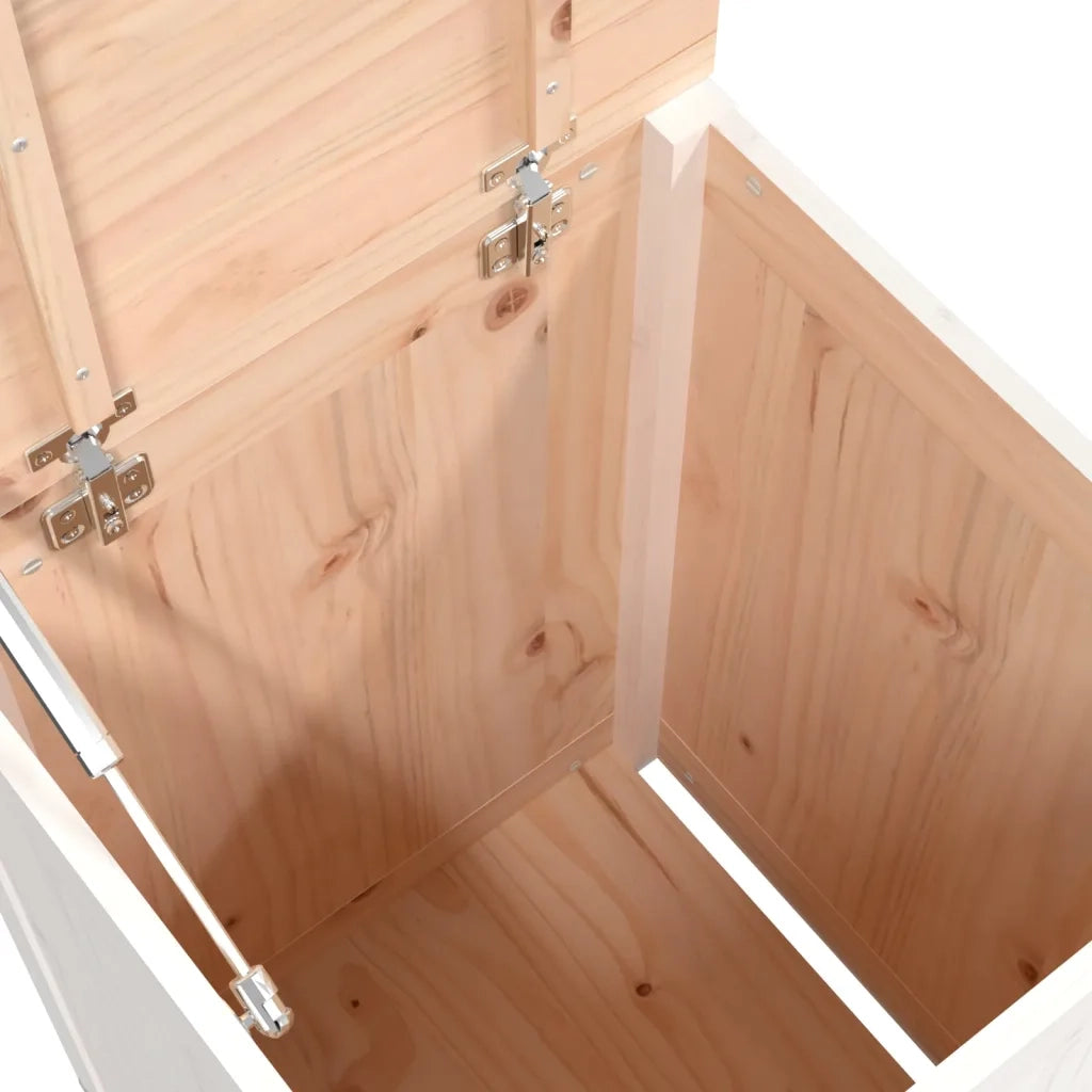 Contenitore per Bucato Bianco 44x44x66 cm Legno Massello Pino 823565