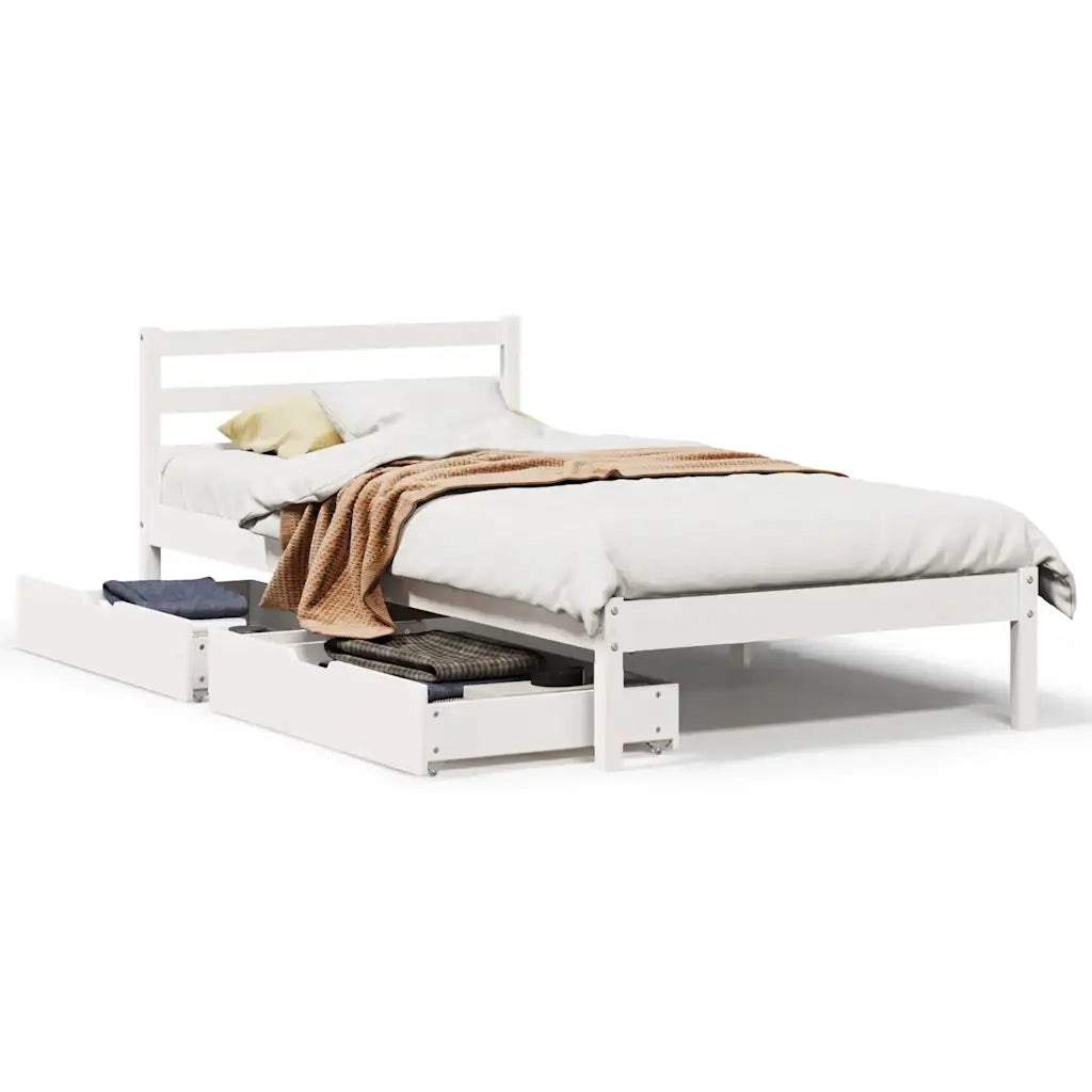 Letto senza Materasso-Struttura Letto Bianco 90x200 cm Legno Massello di Pino 403750