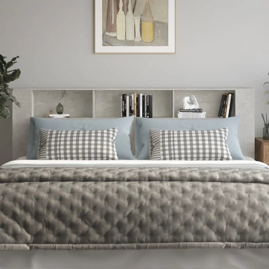 Testiera con Scomparti-Testata con Ripiani Grigio Cemento 220x18,5x104,5 cm