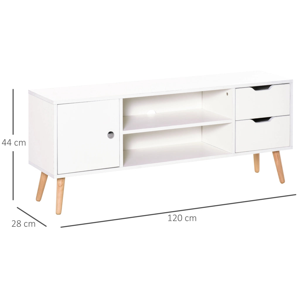 Mobile TV con cassetti e ripiani ¨C Xylo ¨C Bianco 120x28x44 cm