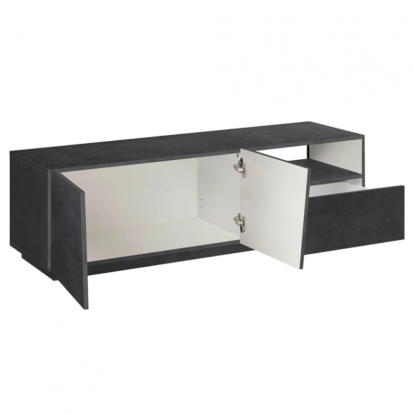 Porta TV Moderno con 2 Ante Battenti e 1 Cassetto - Modello VEGA, Colore Ardesia da 150 cm