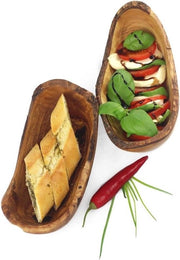 Set di 2 piccole ciotole rustiche di olivo | Ciotola da servire e da dips | Fatta a mano | Olivo | Unico | Alta qualità | Regalo di Natale | Anniversario | 14 - 18 cm Set di ciotole