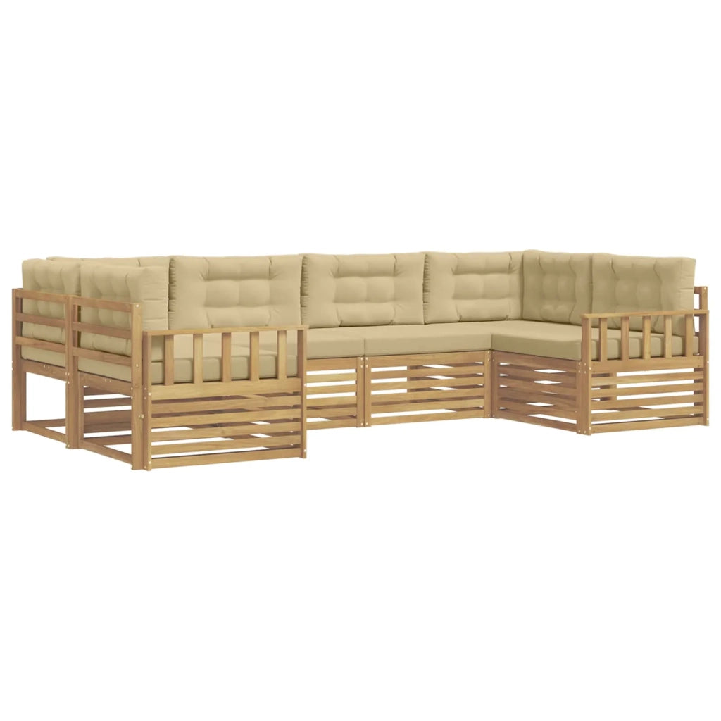 Set di divani da esterno con cuscino 6 pcs Bianco e Beige