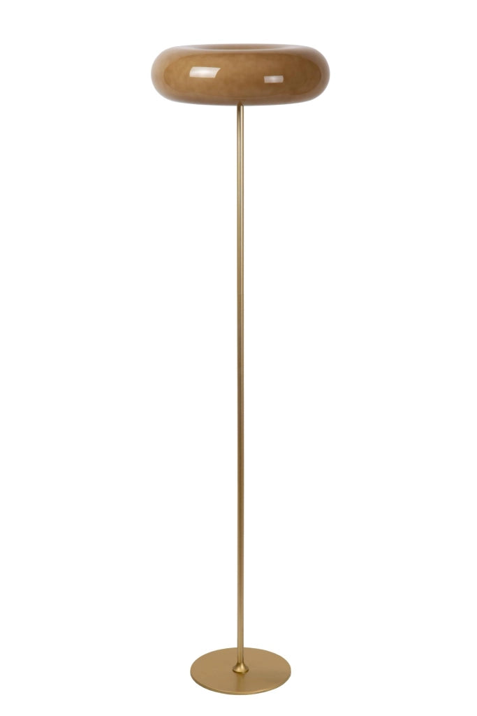 Lampada da terra donut retro 3xG9 vetro grigio oro SENTINO Lucide