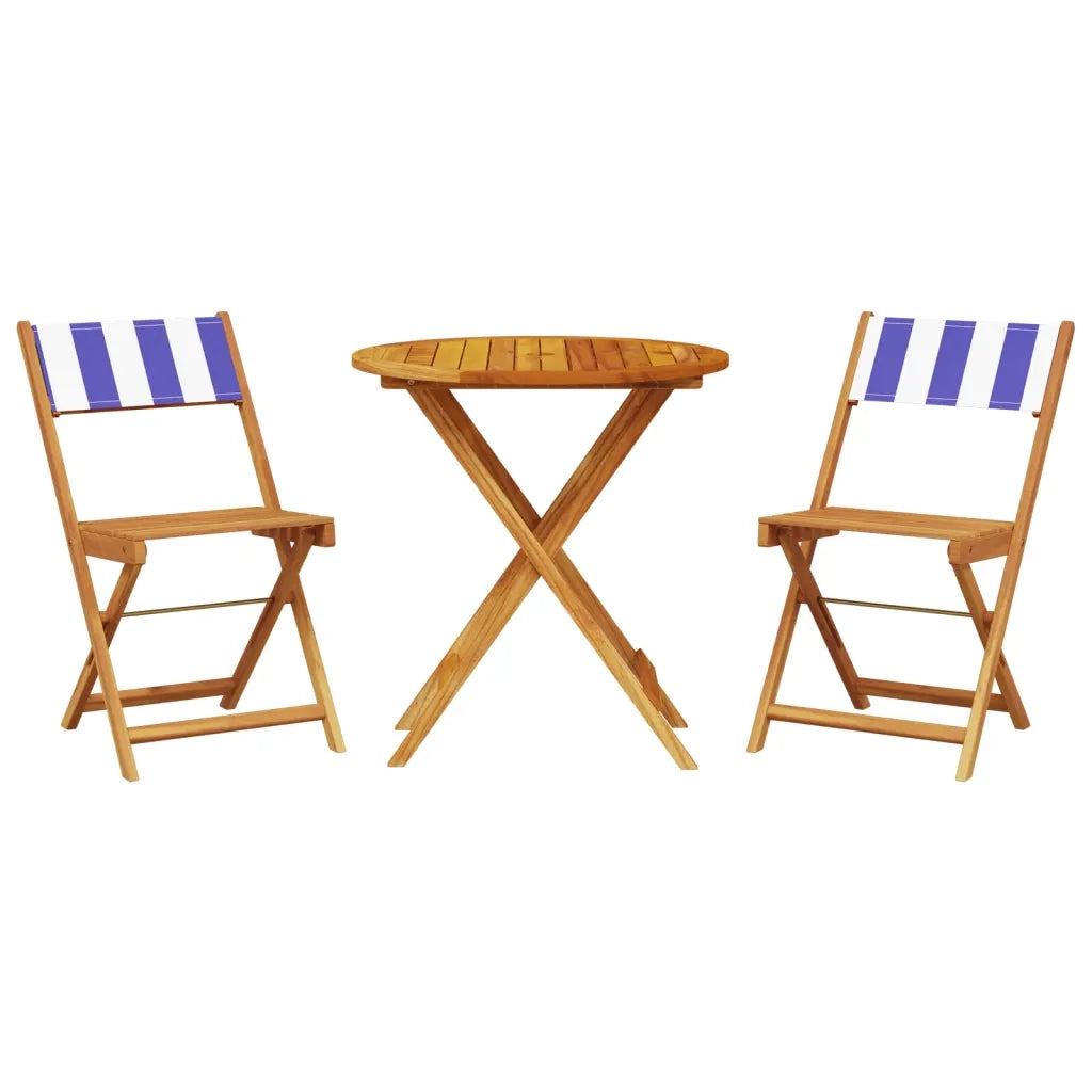 Set da Bistrot 3pz Blu e Bianco in Tessuto e Legno Massello 3281849