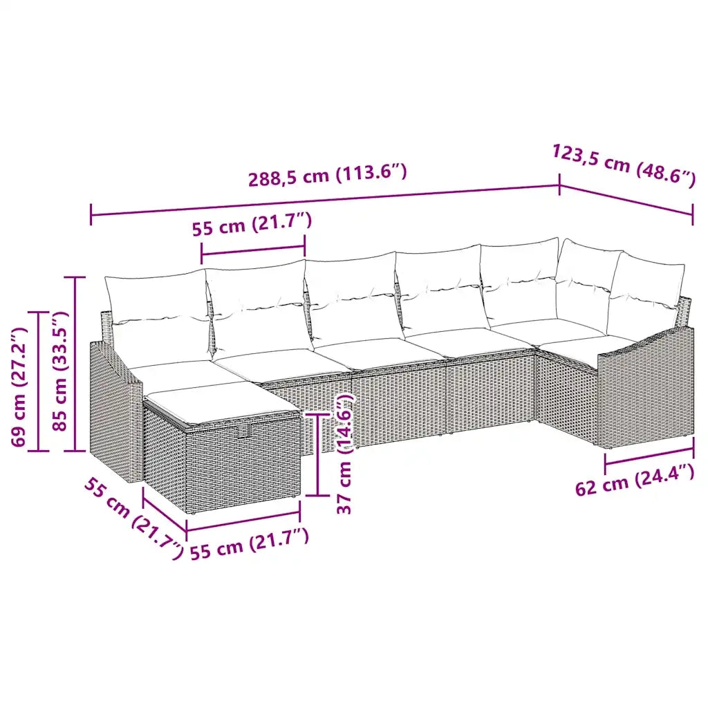 Set di divani con cuscino con archiviazione Beige polyrattan 3359300