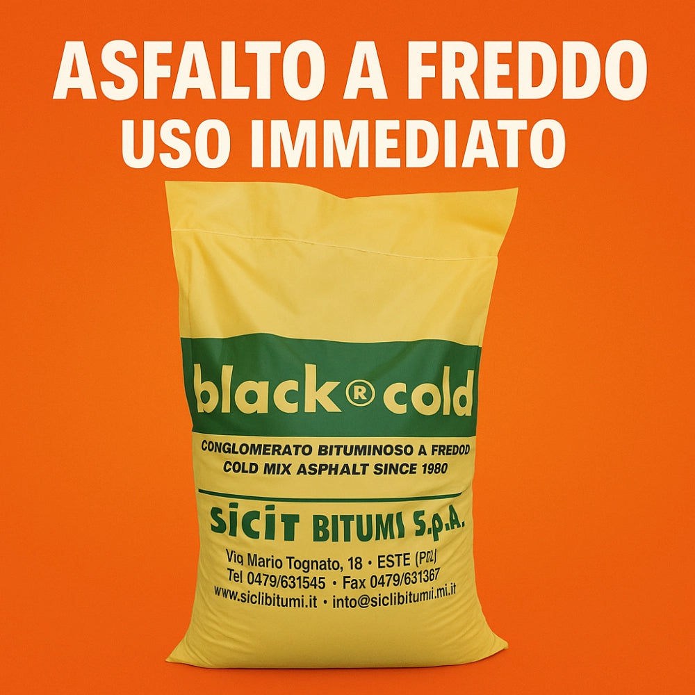 Asfalto a freddo ecologico riciclabile riparazione rapido black-cold sacco 25 kg