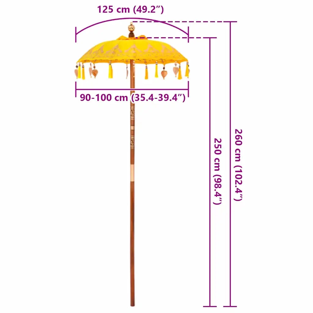 vidaXL Parasol Balinese Giallo (90-100) x 260 cm