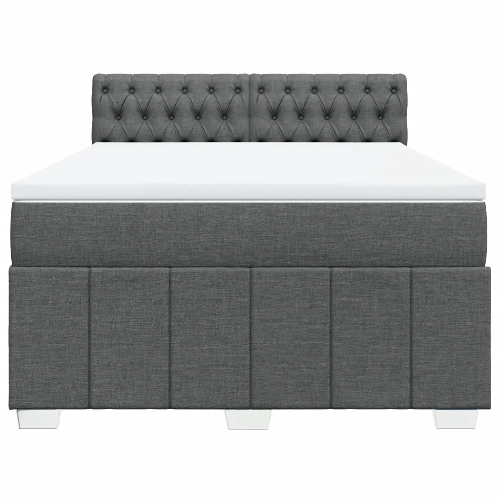 Giroletto a Molle con Materasso Grigio Scuro 140x200cm Tessuto